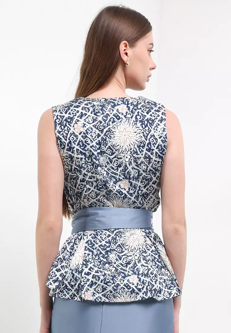 Atasan Blouse Wanita Spesial Seruni Merona Collection Fillea Premium Stretch Silk Blue