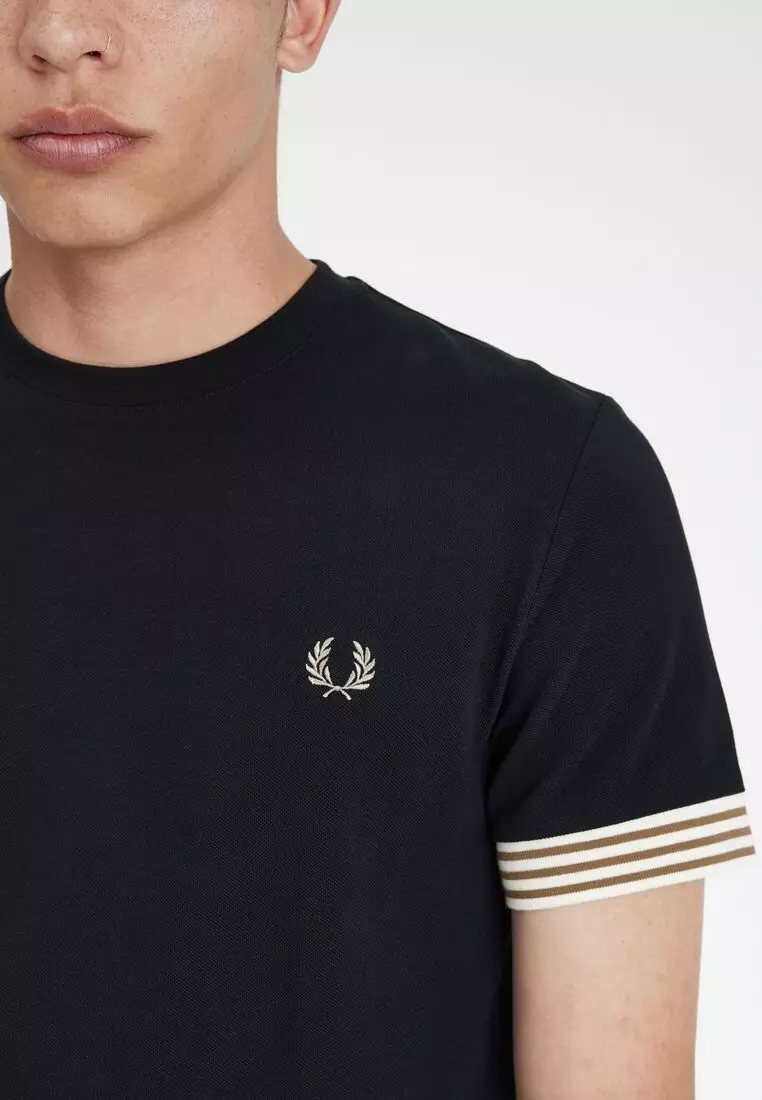 Fred Perry M7707 Striped Cuff T-Shirt (Black)