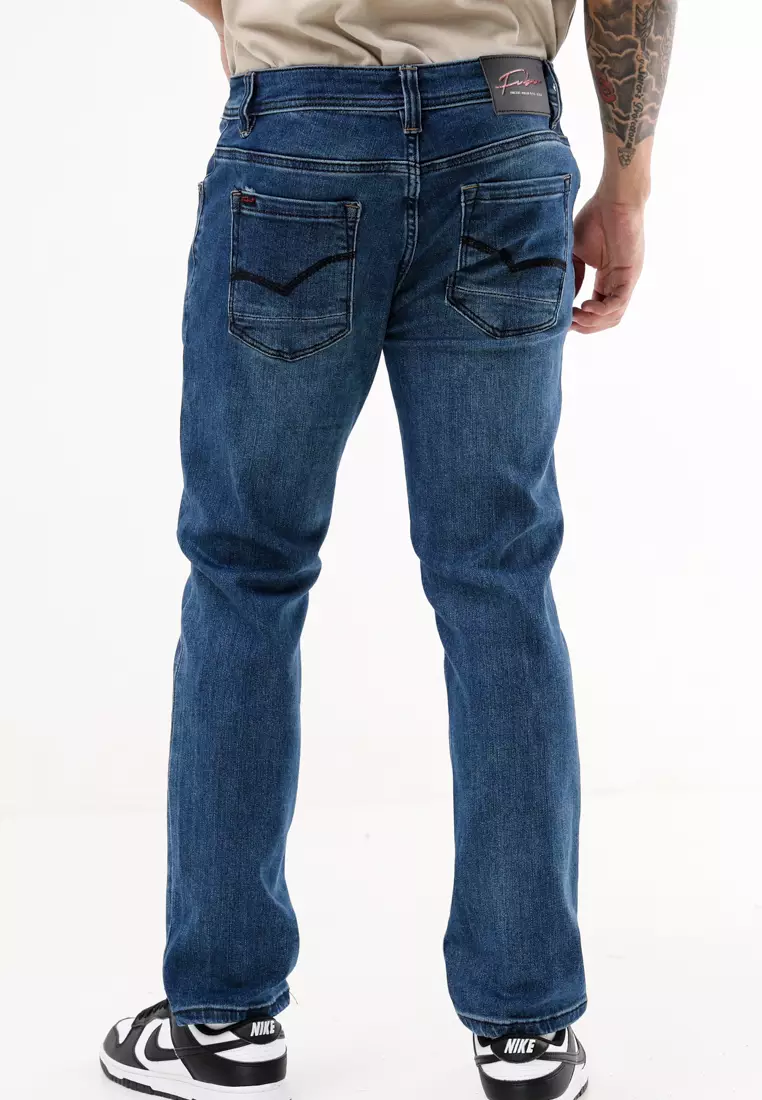 Denim Long Pants Slim Tapered Fit Stretch