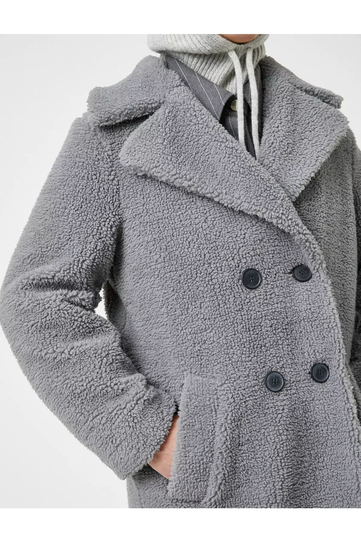 Buy KOTON Double Breasted Plush Coat 2024 Online ZALORA Singapore