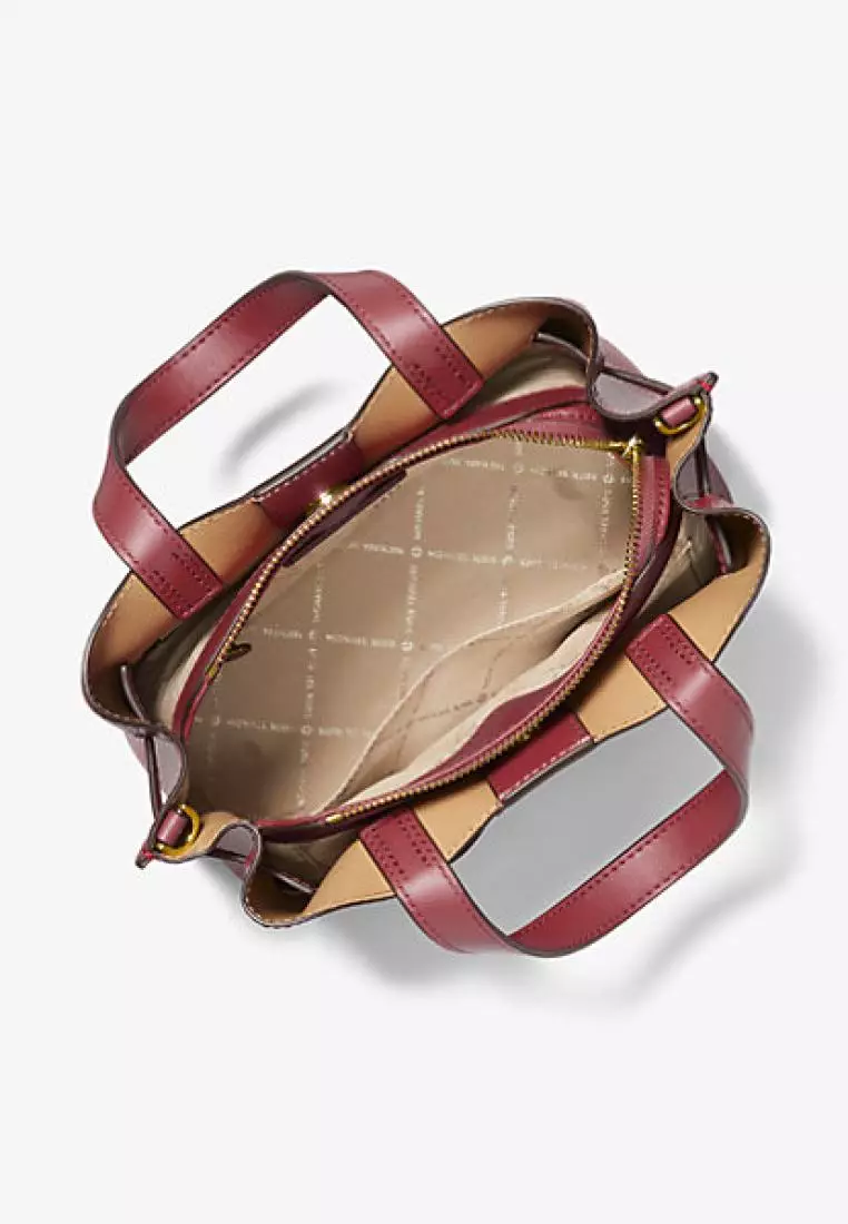 Michael Kors Emilia Small Pebbled Leather Satchel Dark Cherry