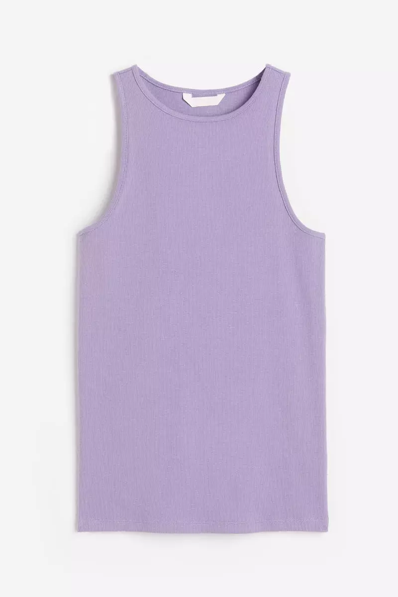 Ribbed Vest Top In Lilac