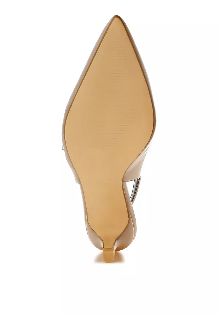 Triple Strap Slingback Sandals in Taupe