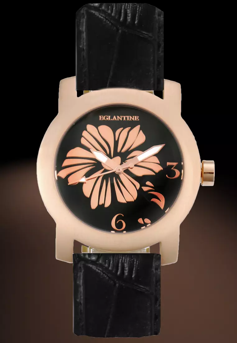 Bauhinia Ladies Pink Gold Plated Steel Quartz Watch  on Leather Strap