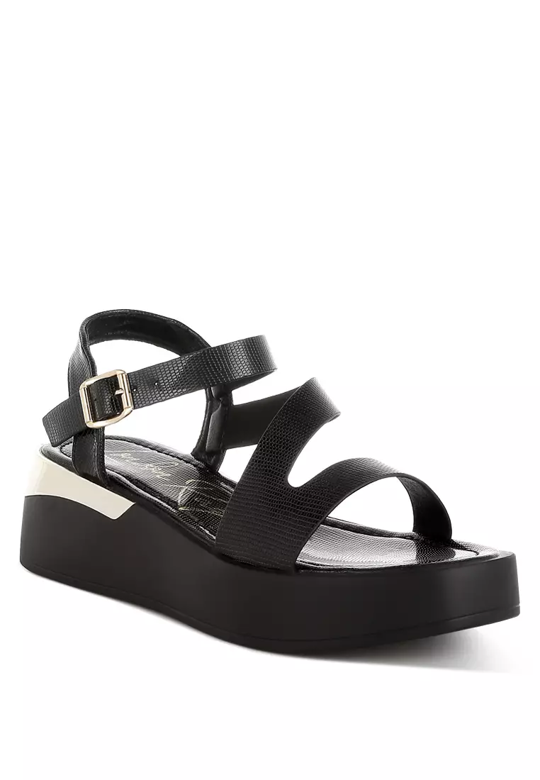 Chunky Flatform Sandals In Black