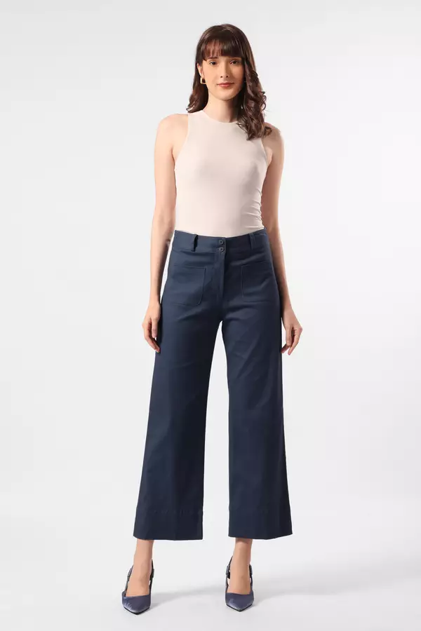 MINIMAL - Laurrie - Celana Kulot Katun Stretch - Navy Colour Navy