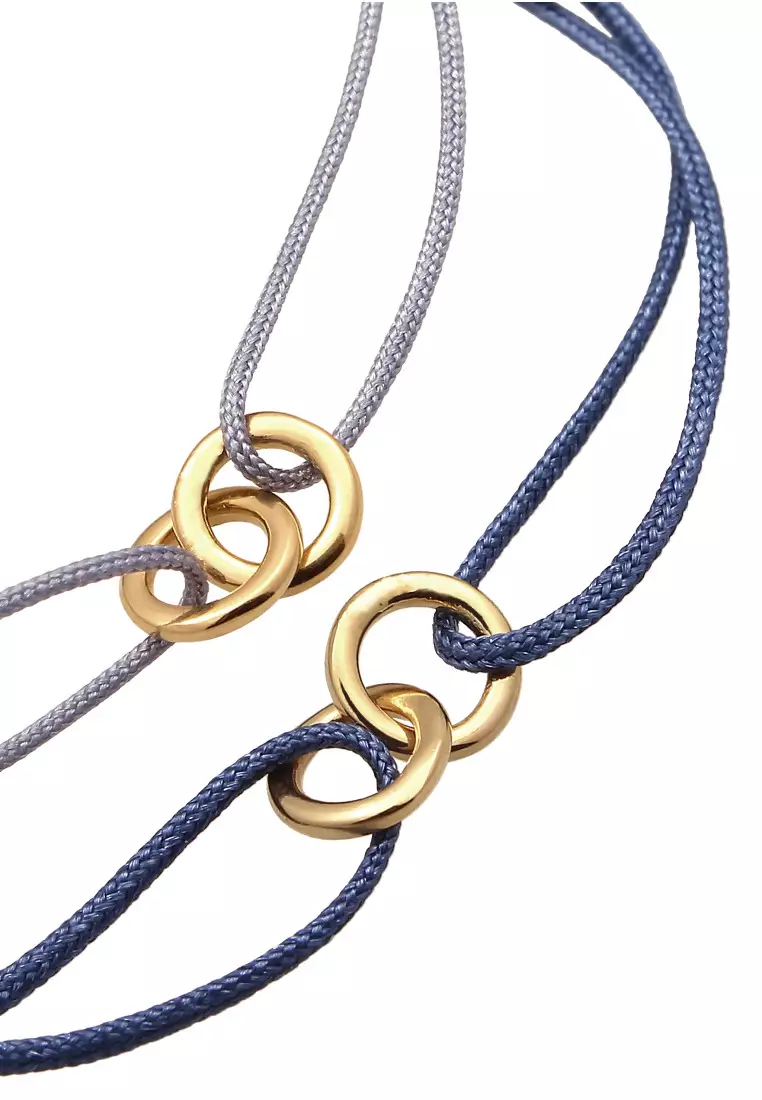 Gelang Perhiasan Perak 925 Wanita Circle Nylon Steel Blue and Marine Blue Gold Plated