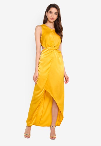 Jual Missguided Hammered Satin Twist Front Maxi Dress Original