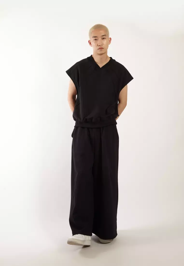 VEDECI X OCWA SAINT OVERSIZED SLEEVELESS TOP BLACK