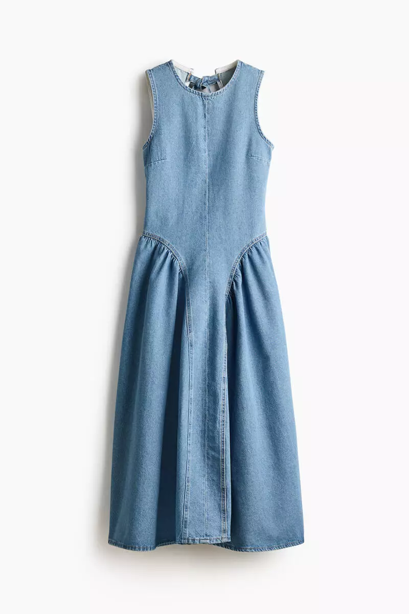 Open-back denim dress