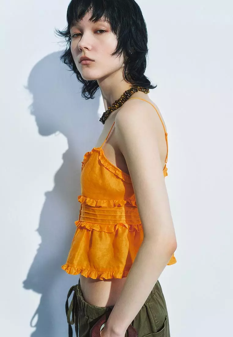Ruffle Peplum Camisole Crop Top