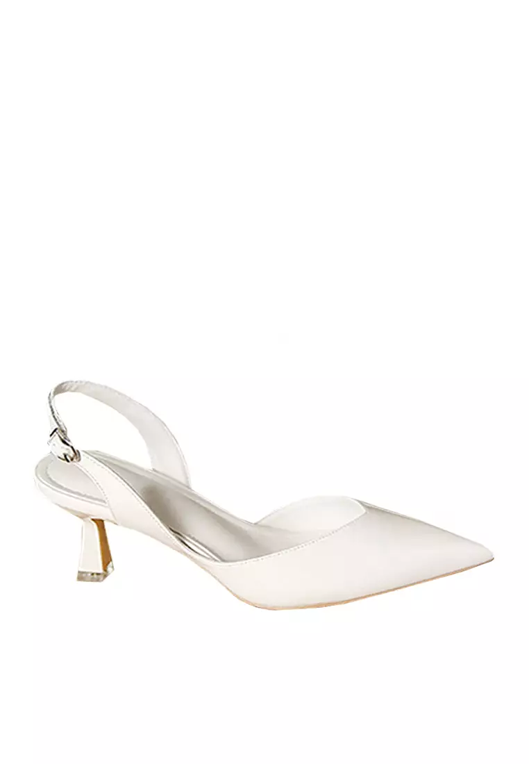 White 2025 heeled slingbacks