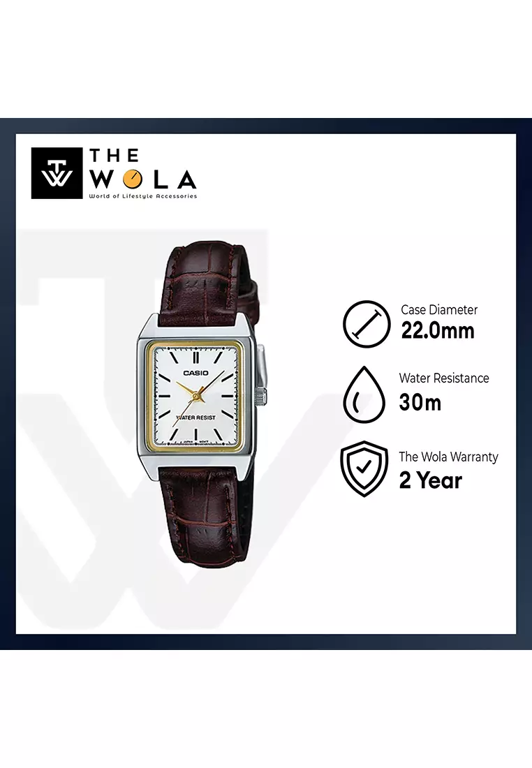 Women's Analog Watch LTP-V007L-7E2 Brown Leather Band Casual Watch