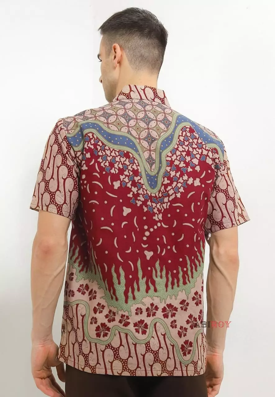 Kawunggaru Maron Kemeja Batik Pria Premium Slimfit Lengan Pendek NLN