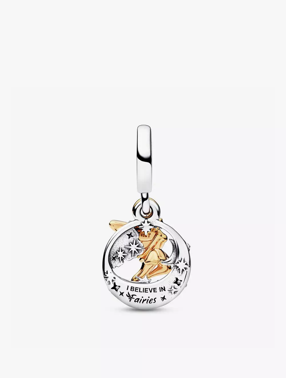 Disney Tinkerbell sterling silver and 14k gold-plated dangle with clear cubic zirconia
