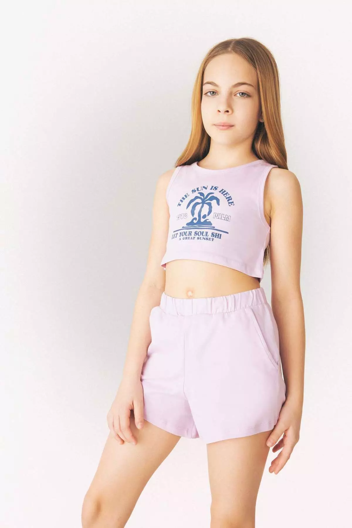 Girl's 2 Piece Set Printed Tank Top Shorts E4897A825Sm