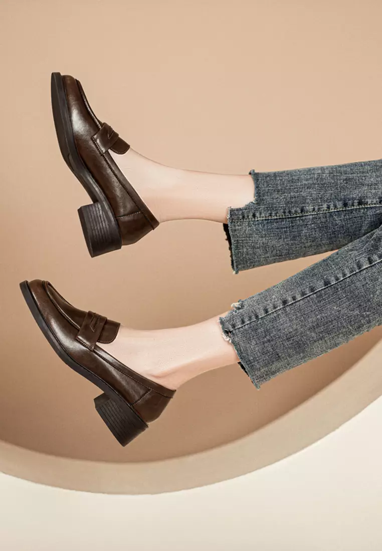 Round Toe Classic Leather Loafer TE912-2