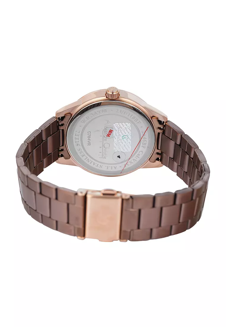 Alexandre Christie - Jam Tangan Analog Wanita - Rosegold Brown Stainless Steel - 2A46 BFBROBO