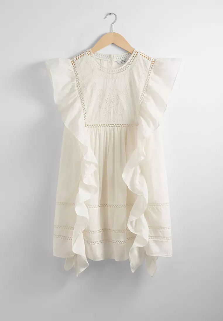 Embroidered Ruffle Mini Dress