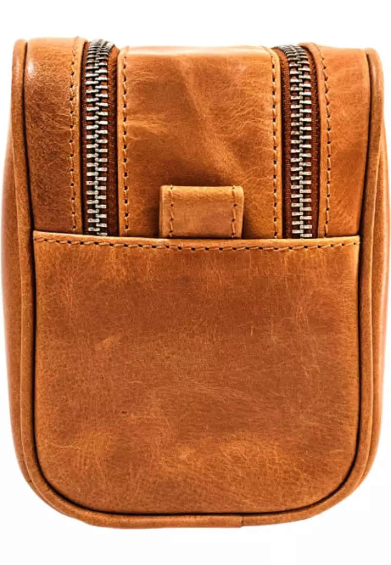 Leather clutch for Men - Leather Bag -Travel Bag-Toilet bag- Wristlet for Men - J0071 BROWN