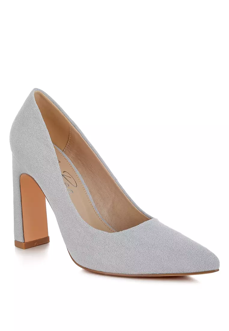 Slim Block Heel Pumps in Light Blue