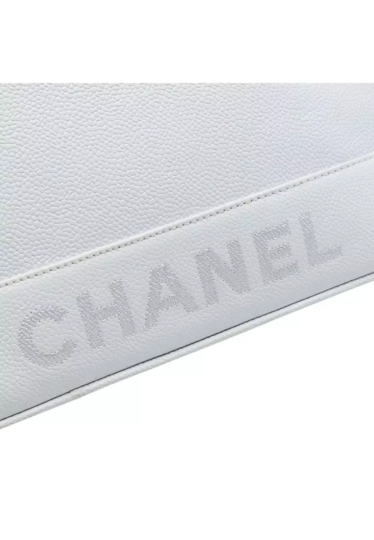Pre-Loved Chanel Caviar Logo Chain Shoulder Bag