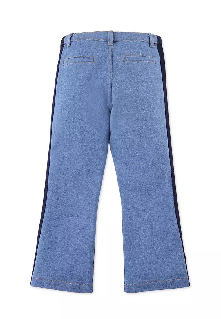 Girls 2-Tone High Rise Regular Flare Denim Pants