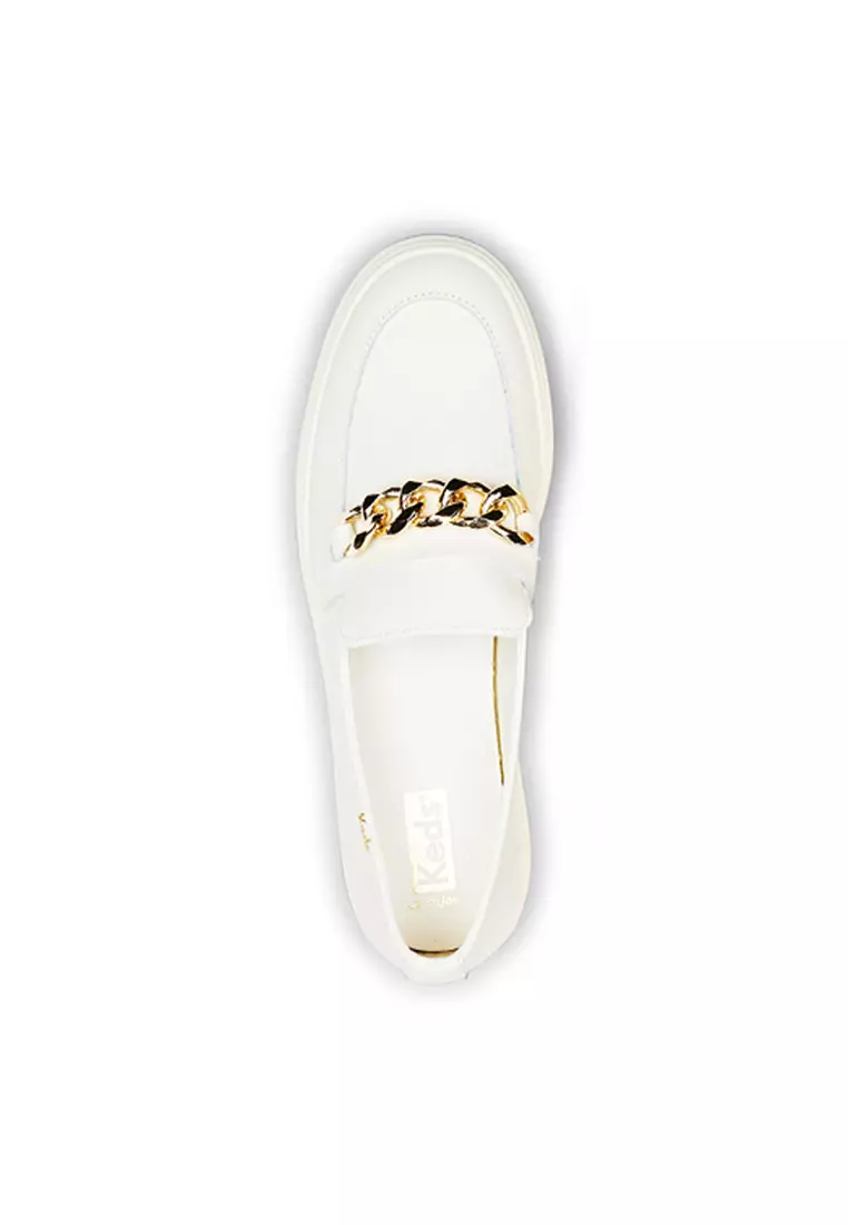 Women's Triple Decker Loafer Lug Chain Applique Sneakers White (WH67637)
