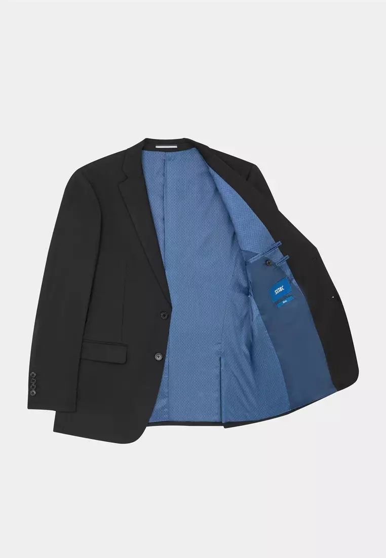 基本款黑色修身西裝外套