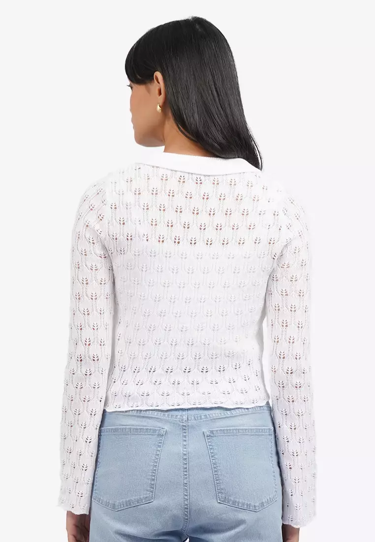 Textured Long Sleeve Stretch Top