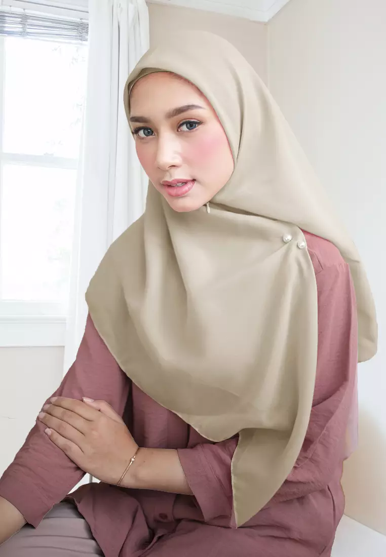 Cotton Bee - Shanara Instan | Hijab Segiempat Resleting - Dust Cactus