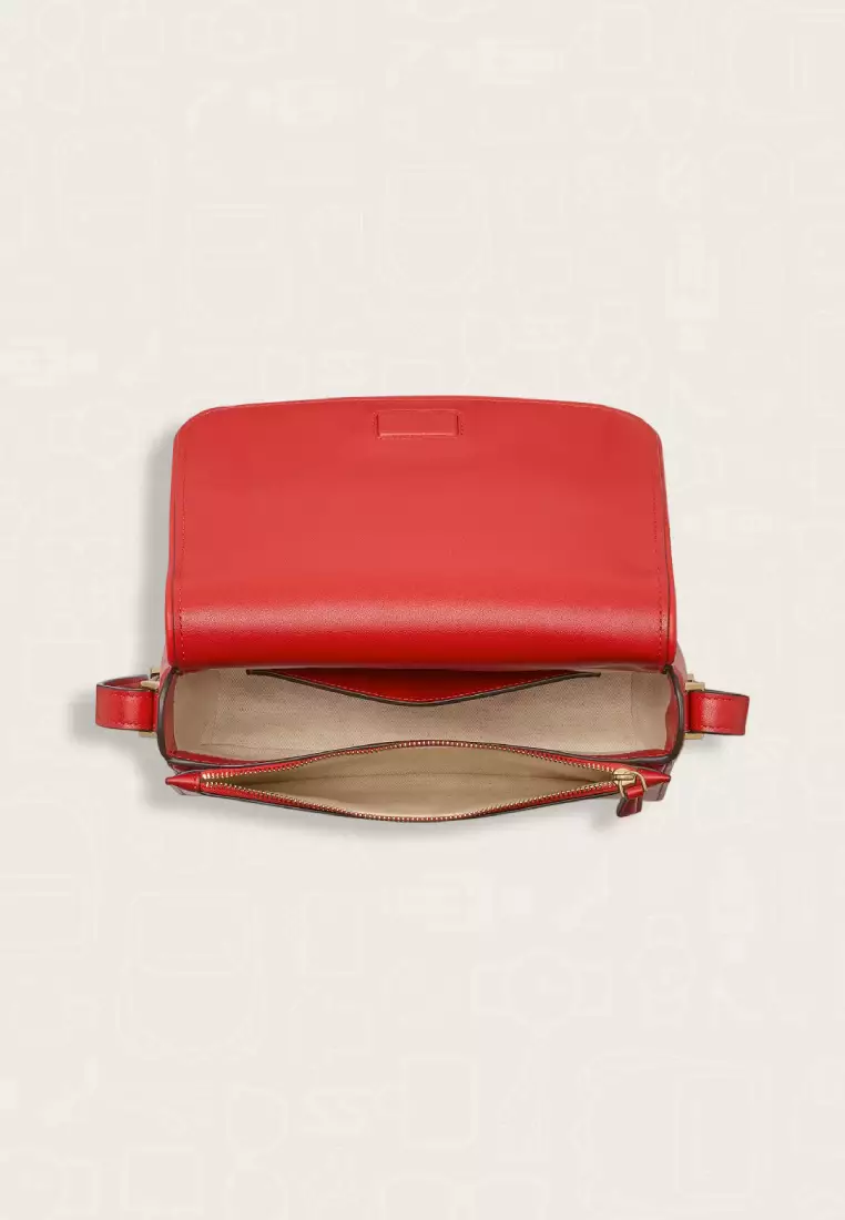 Kate Spade Liv Spade Flower Coated Canvas Small Flap Crossbody Cherry Rouge Multi