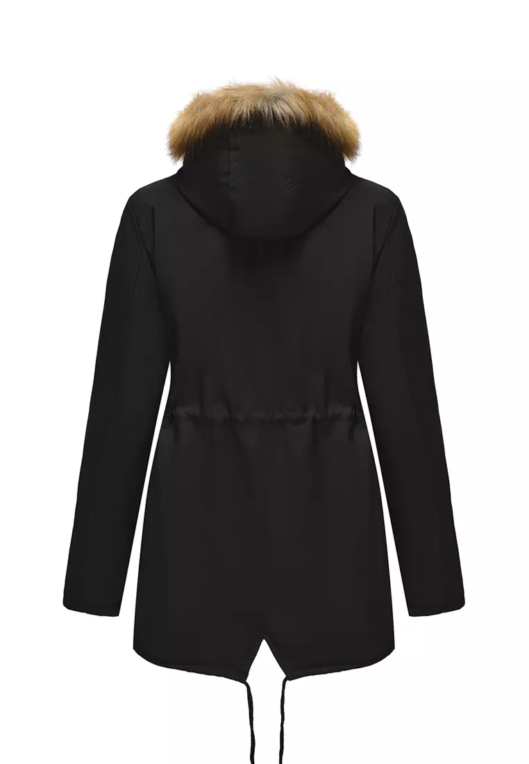 Thick Faux Fur Hooded Cotton Coat AD-D335