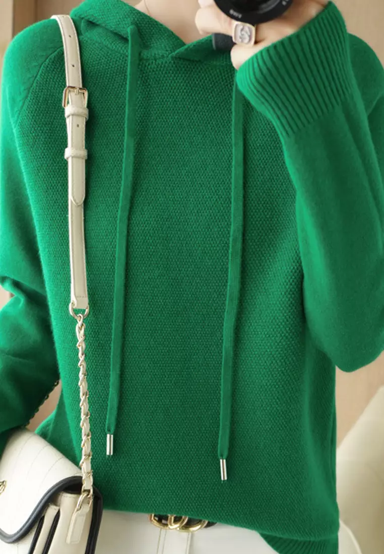 VANSASolid Color Hooded Knitted Sweater VCW-Kw-05232