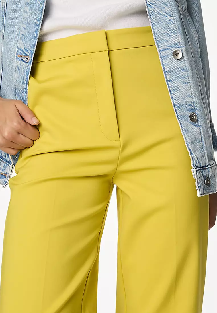 Cotton Blend Slim Fit Ankle Grazer Trousers