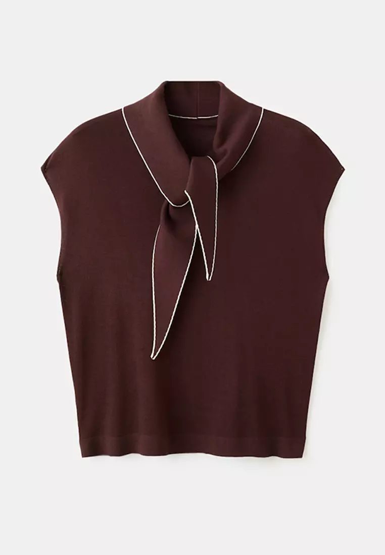 Knit Top With Scarf Detail