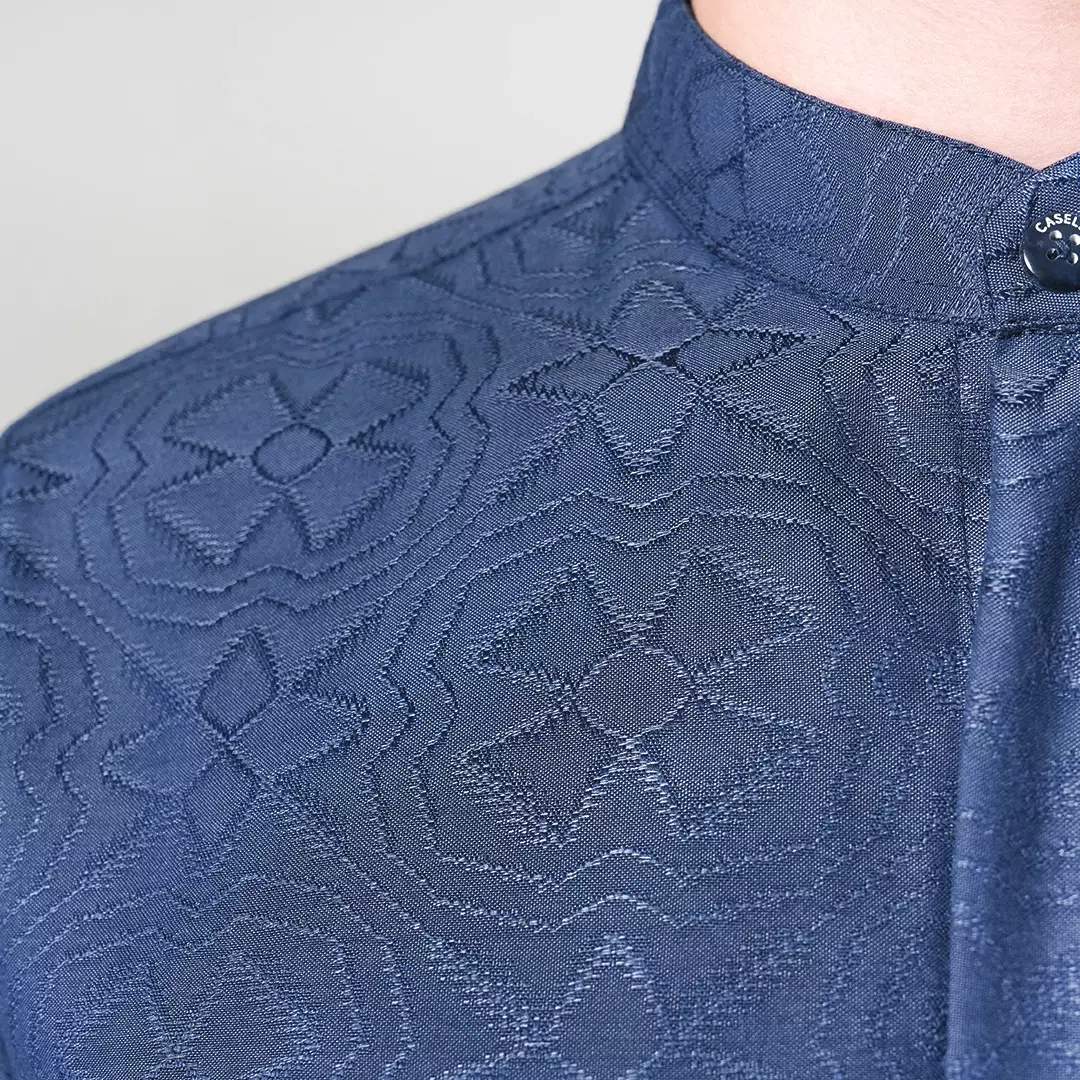 Casella Baju Koko Pria Lengan Panjang Motif Elegan | Baju Koko Yusuf 9995 Navy