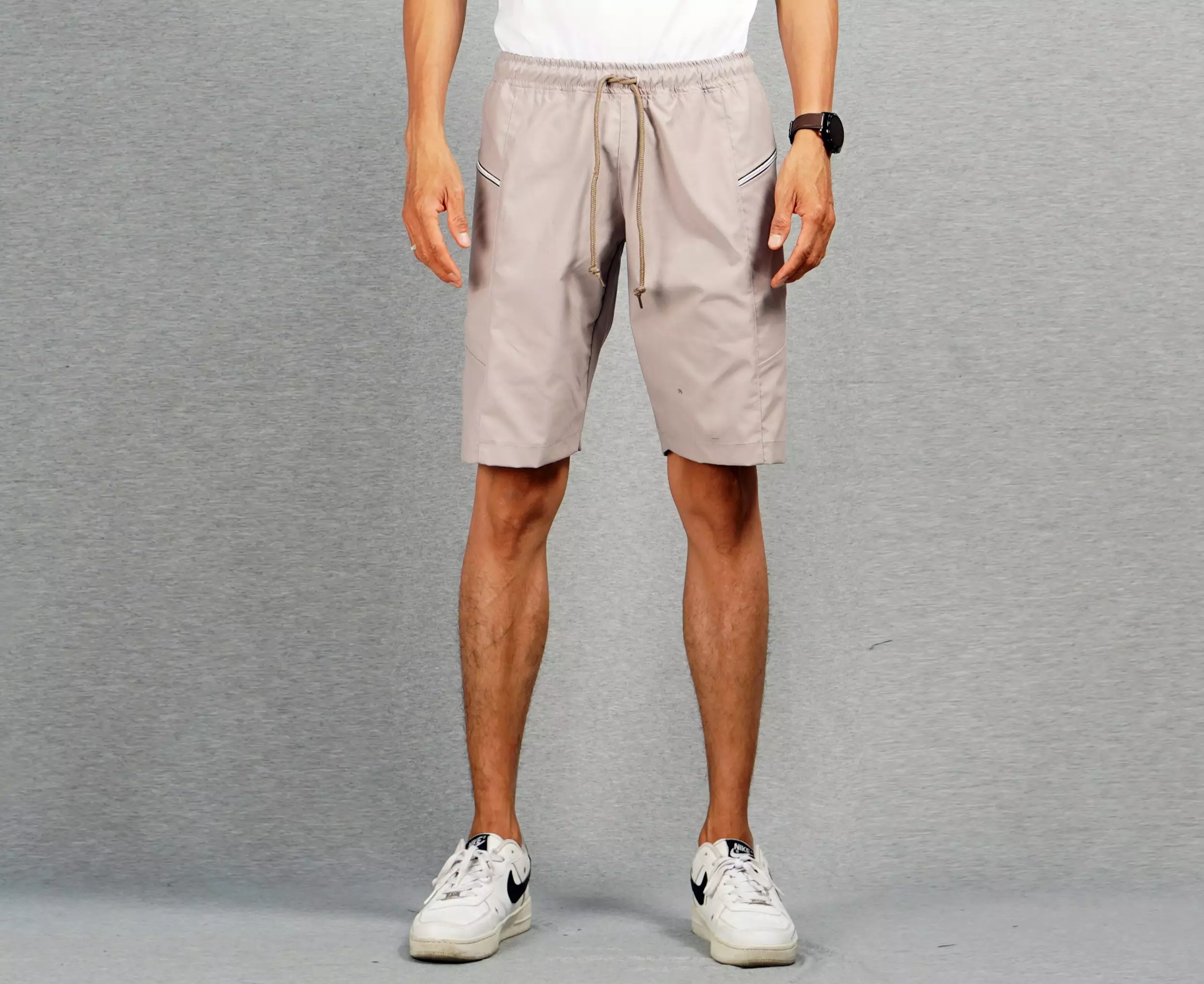 XYAN Short Chino Pants Short Pants with Pocket Zipper Celana Pendek Santai Pria Celana Pendek Chino - BEIGE