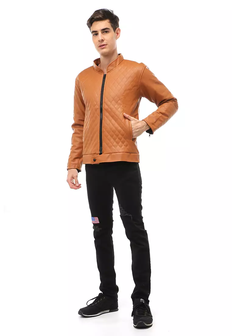Halbert Outerwear Jaket Kulit Pria Waterproof & Windproof Material Leather ORIGINAL - Tan