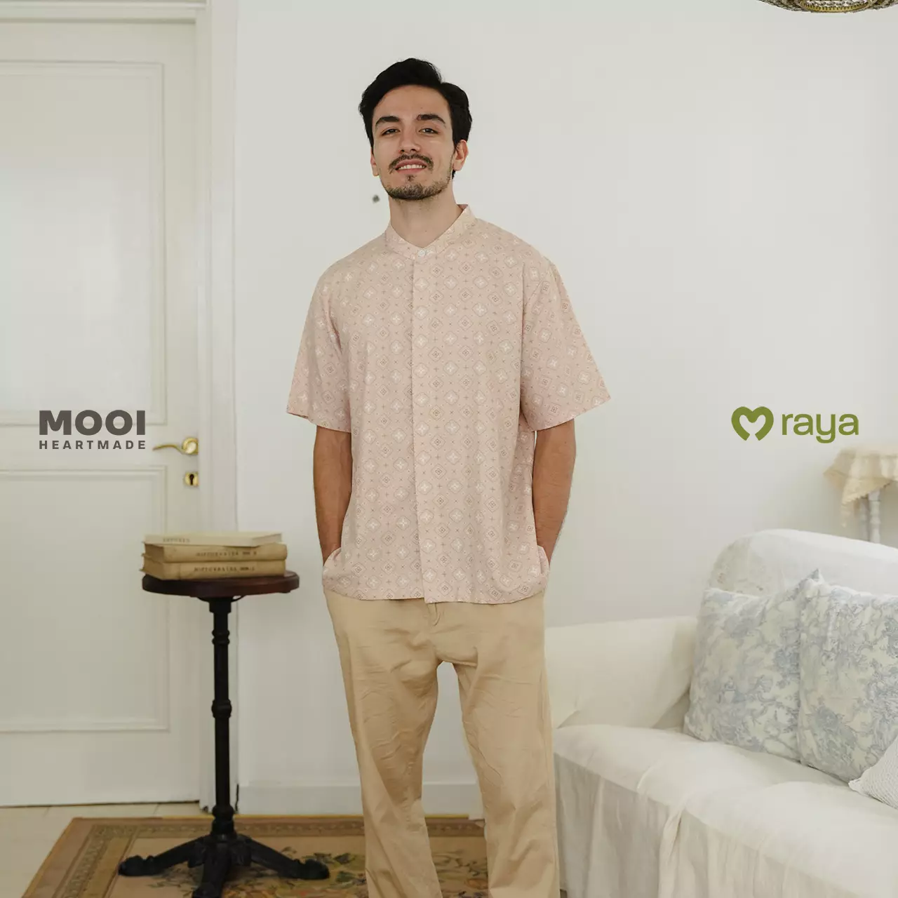 Mooi Atasan Pria Kemeja Pria Raya Collection Zaidan Koko Sandya Series - White