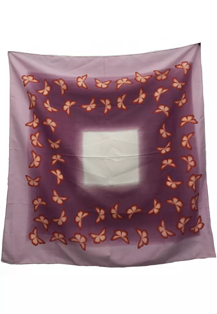 Hijab Segi Empat Wanita Kupu-Kupu Voal Square Scarf Wanita Lilac