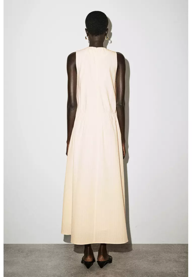 GATHERED TIERED COTTON MAXI DRESS