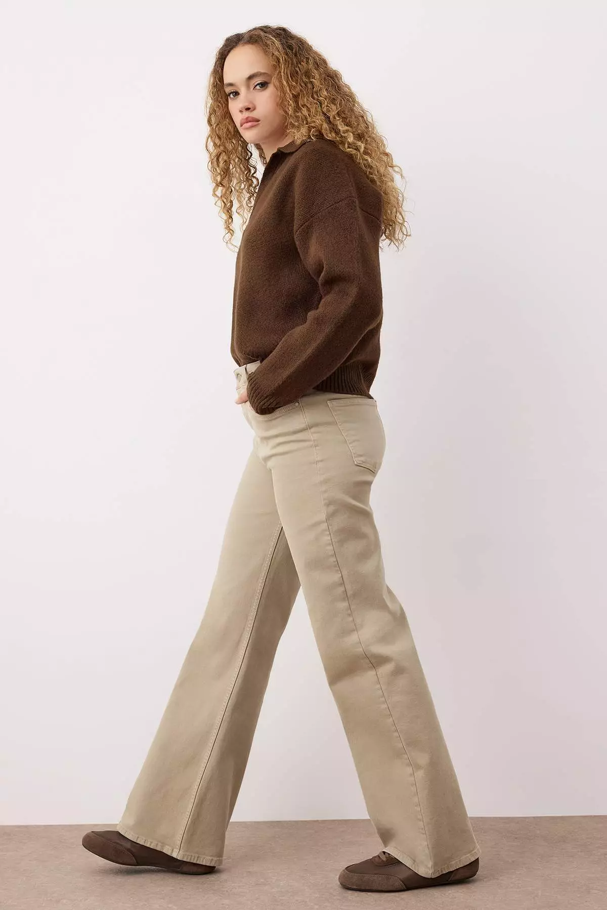 Stone High Waist Wide Leg Jeans