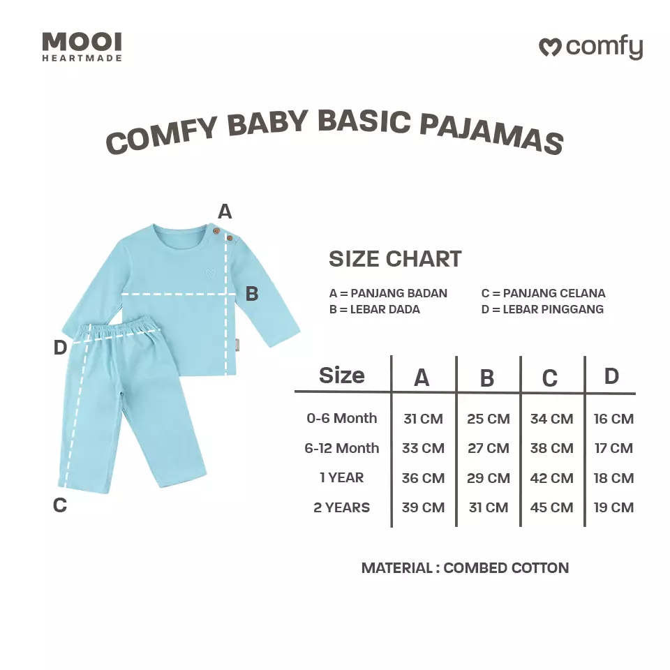 Mooi Setelan Piyama Bayi Comfy Baby Basic Pajamas - Red Clay