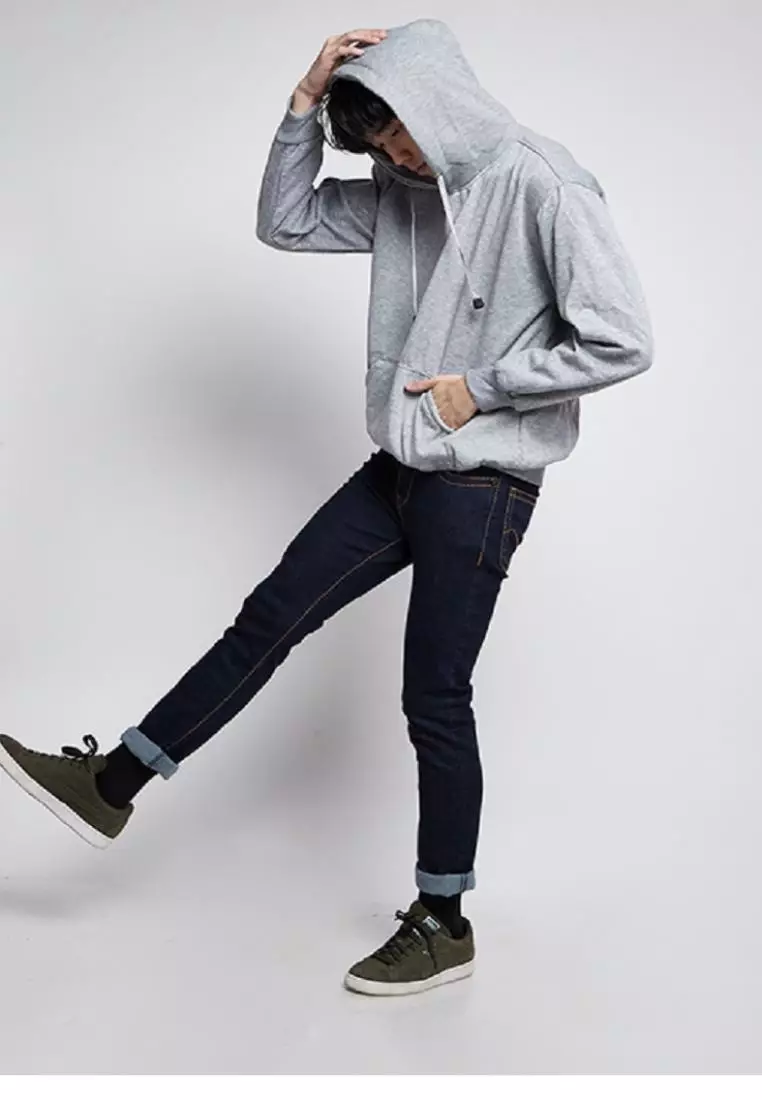 Jaket Polos Jumper Hoodie Sweater Warna Abu muda