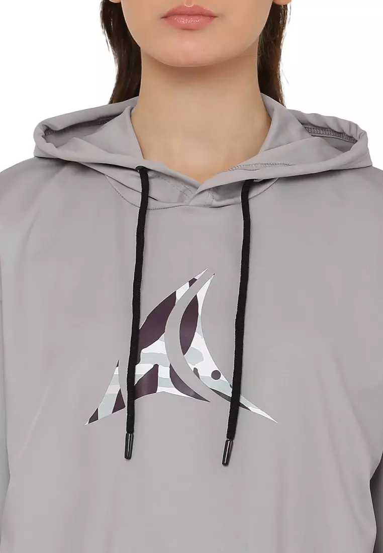 Baju Olahraga/Pelatihan Wanita Crop Grey Hoodie