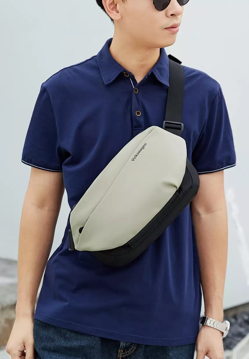 Water Resistance Casual Men's Chest Bag / Shoulder Bag / Crossbody Bag - Khaki / Beige
