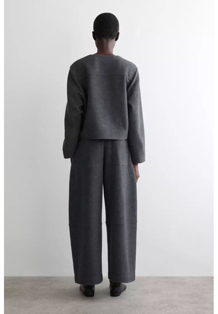 BOILED-WOOL BARREL-LEG TROUSERS