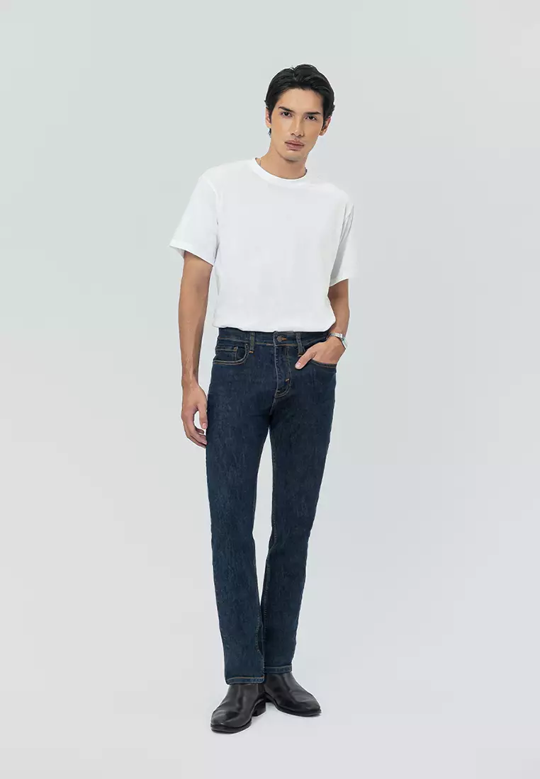 802 Slim Fit Twill Stretched Jeans NAVY Celana Denim Pria