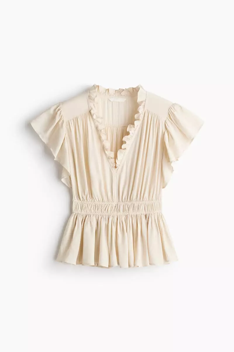 Flutter-sleeved peplum blouse